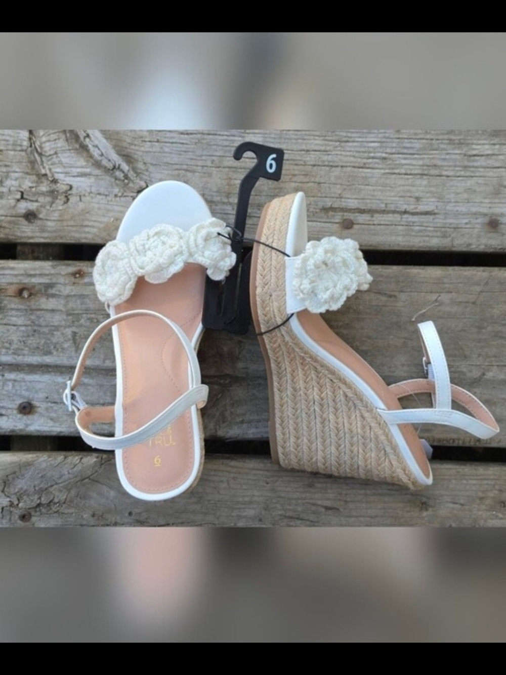 Time and Tru Women's Macrame Flower Espadrille Wedge Sandals In Size 6 NWT